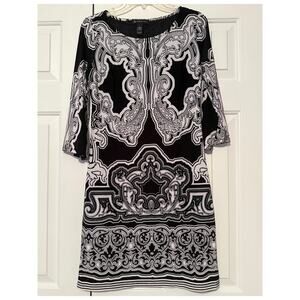 Women's International Concepts Black & White Printed Dress, Size S